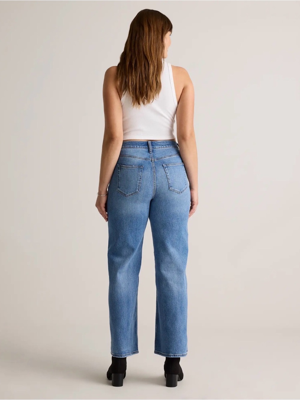Quince Bella Stretch Relaxed Straight Jeans | Atlantic Blue, size 29P - Picture 4 of 7